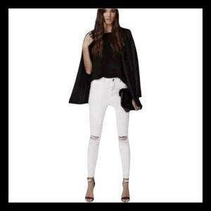 Topshop Moto Leigh Skinny White Distressed Knee Jeans Size W 30 L 30
